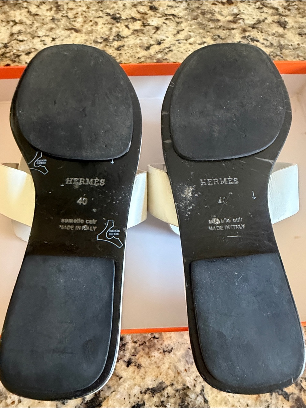 Hermes White Leather Women Slide Sandals - Picture 11 of 13